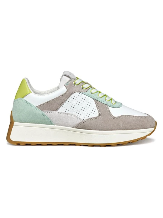 Zdjęcie produktu Geox Skórzane sneakersy "Amabel" w kolorze zielono-białym rozmiar: 36