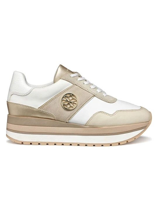 Zdjęcie produktu Geox Skórzane sneakersy "New Kency" w kolorze biało-beżowym na koturnie rozmiar: 38