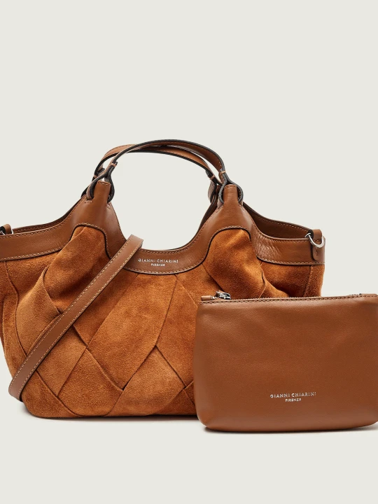 Zdjęcie produktu GIANNI CHIARINI Kuferek + saszetka DUA | zamsz camel