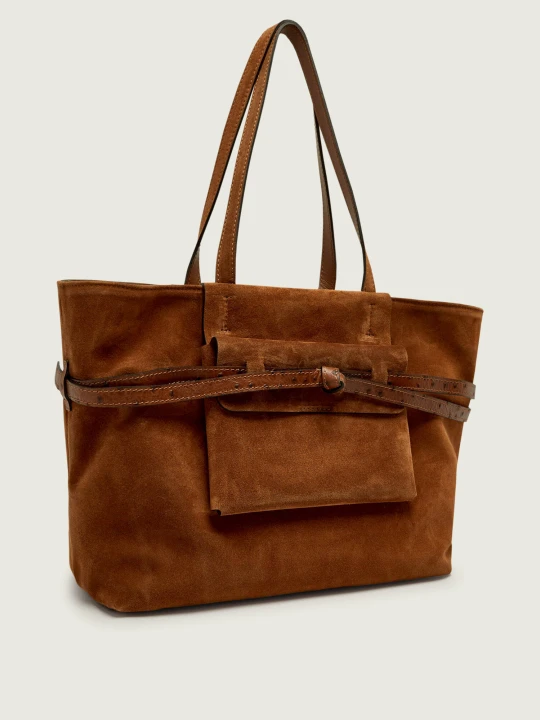 Zdjęcie produktu GIANNI CHIARINI Shopperka Belty | zamsz koniakowy