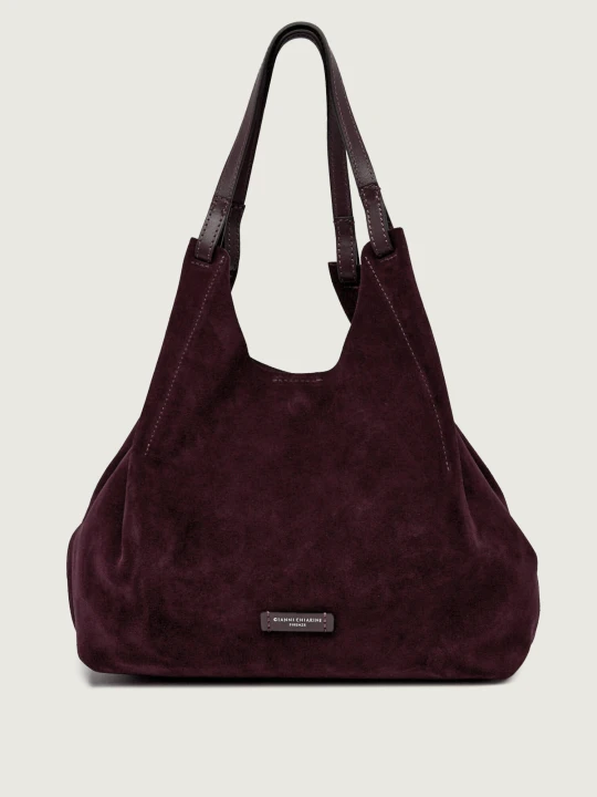 Zdjęcie produktu GIANNI CHIARINI Shopperka + saszetka Dua | zamsz bordowy