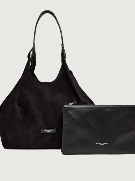 Zdjęcie produktu GIANNI CHIARINI Shopperka + saszetka Dua | zamsz czarny
