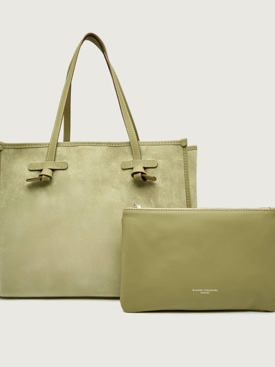 Zdjęcie produktu GIANNI CHIARINI Shopperka + saszetka MARCELLA | zamsz pistacjowy