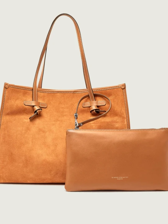 Zdjęcie produktu GIANNI CHIARINI Shopperka + saszetka MARCELLA | zamsz camel