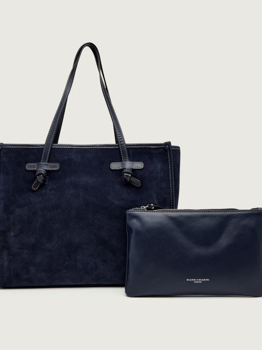 Zdjęcie produktu GIANNI CHIARINI Shopperka + saszetka Marcella | zamsz granatowy