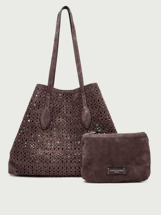 Zdjęcie produktu GIANNI CHIARINI Shopperka + saszetka MASHUP | zamsz brązowy
