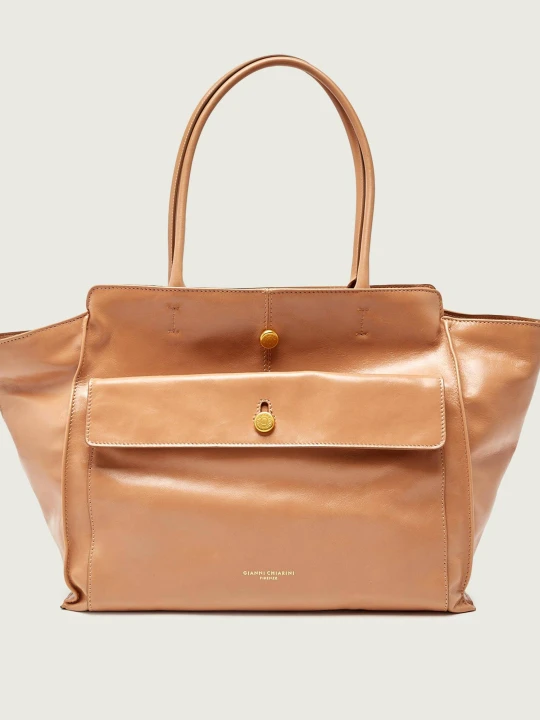 Zdjęcie produktu GIANNI CHIARINI Skórzana shopperka CHER beżowy