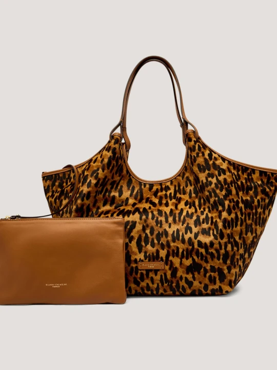 Zdjęcie produktu GIANNI CHIARINI Skórzana shopperka + saszetka DUA brązowy