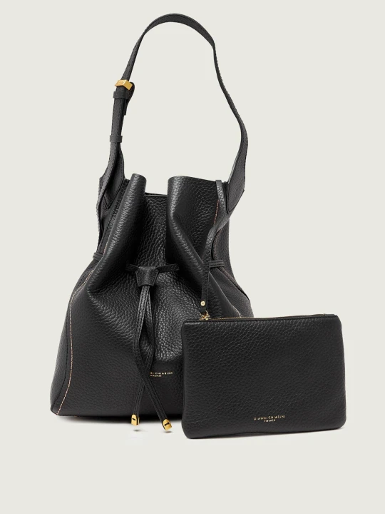 Zdjęcie produktu GIANNI CHIARINI Skórzana torebka na ramię + saszetka SIENNA czarny