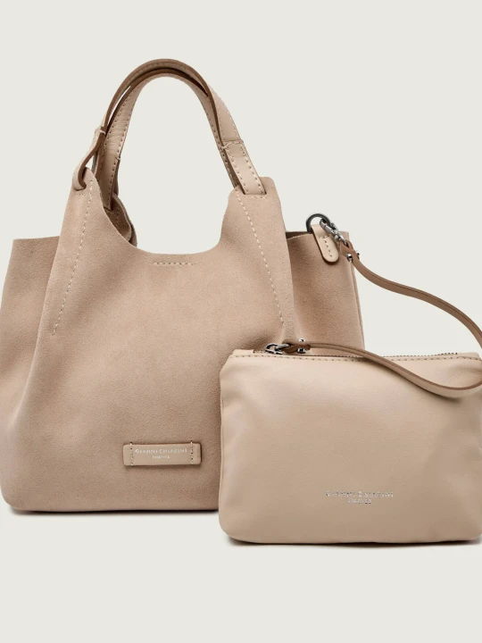 Zdjęcie produktu GIANNI CHIARINI Torebka na ramię + saszetka DUA | zamsz nude