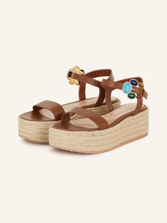 Zdjęcie produktu Gianvito Rossi Sandały Na Platformie Z Ozdobnymi Kamykami braun BRĄZOWY