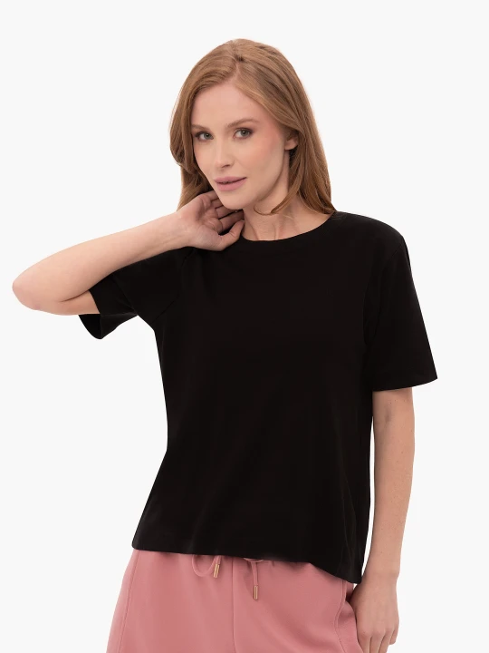 Zdjęcie produktu Gładka koszulka, Comfort Fit, T-LENI Volcano Czarny