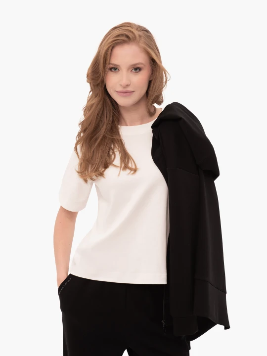 Zdjęcie produktu Gładka koszulka, Comfort Fit, T-LENI Volcano Kremowy