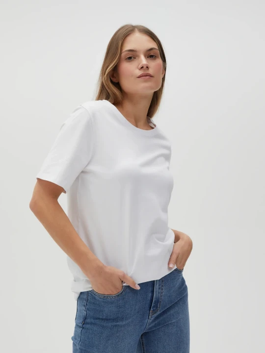 Zdjęcie produktu Gładki bawełniany t-shirt biały Moodo