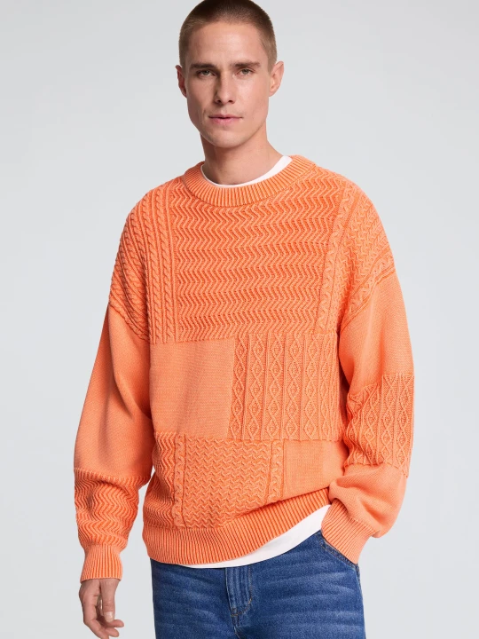 Zdjęcie produktu Gładki sweter dzianinowy Desigual pomarańczowy