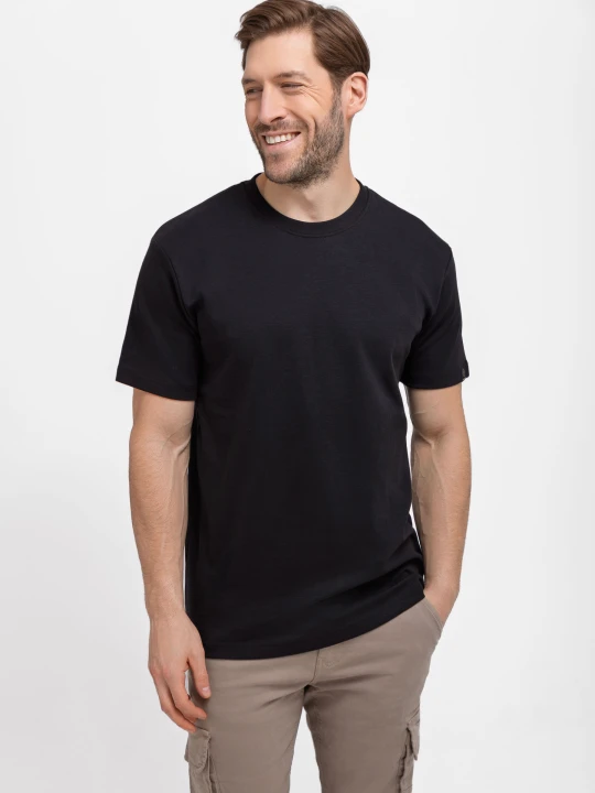 Zdjęcie produktu Gładki t-shirt, Comfort Fit, T-BAS Volcano Czarny