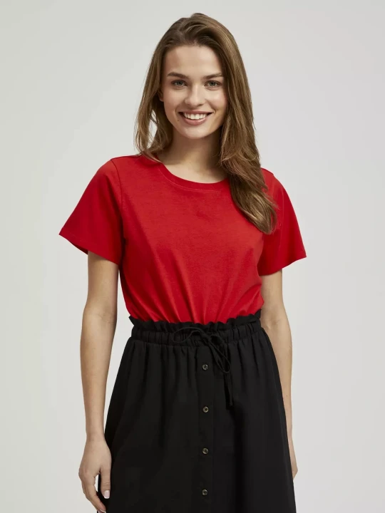 Zdjęcie produktu Gładki t-shirt z krótkimi rękawami czerwony Moodo