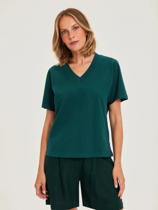Zdjęcie produktu Gładki t-shirt zielony Moodo