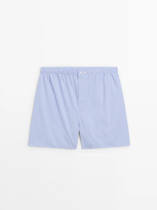 Zdjęcie produktu Gładkie Bokserki Z Popeliny - Błękitny - Massimo Dutti - Male
