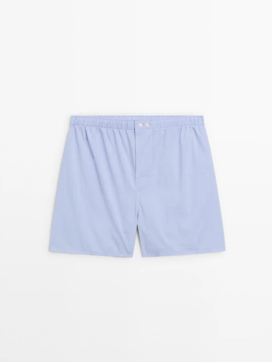 Zdjęcie produktu Gładkie Bokserki Z Popeliny - Błękitny - - Massimo Dutti - Mężczyzna