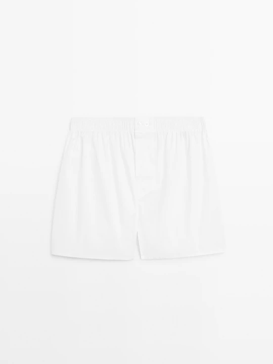 Zdjęcie produktu Gładkie Bokserki Ze 100% Bawełny - Biały - Massimo Dutti - Male