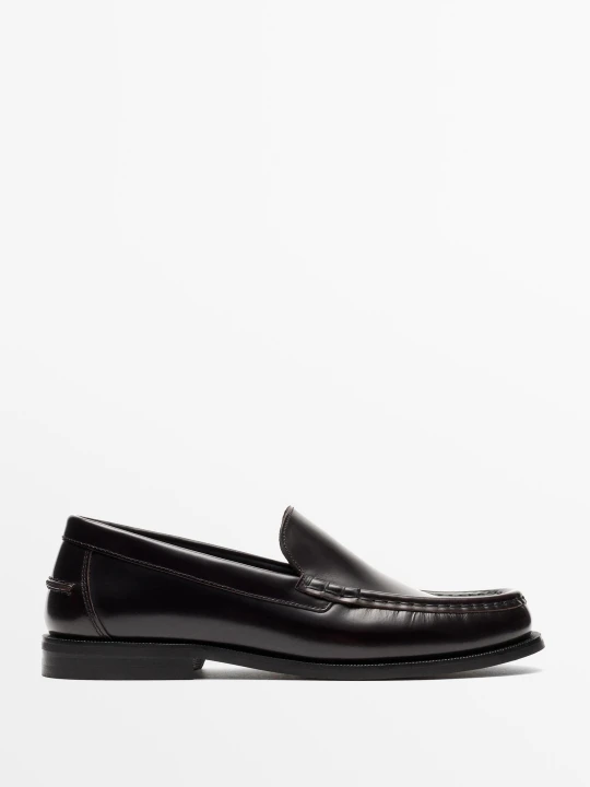 Zdjęcie produktu Gładkie Mokasyny Ze Skóry - Bordowy - Massimo Dutti - Male
