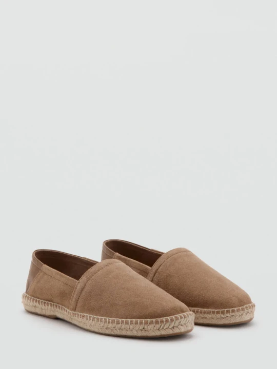 Zdjęcie produktu Gładkie skórzane espadryle piaskowy - Mężczyzna - MANGO MAN