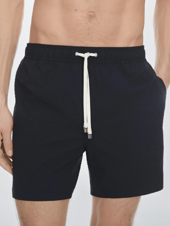 Zdjęcie produktu Gładkie Szorty Kąpielowe Z Teksturą - Granatowy - Massimo Dutti - Male