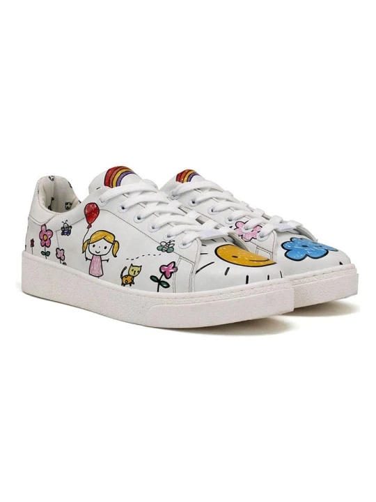 Zdjęcie produktu Goby Skórzane sneakersy w kolorze białym ze wzorem rozmiar: 40