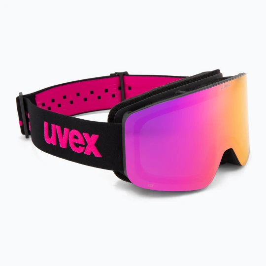 Zdjęcie produktu Gogle narciarskie dziecięce UVEX Pwdr FM black matt/mirror pink green clear