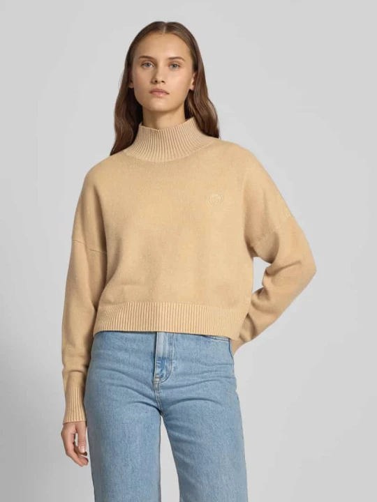 Zdjęcie produktu Golf o kroju oversize fit z mieszanki wiskozy model ‘SESTY’ Hugo Beżowy