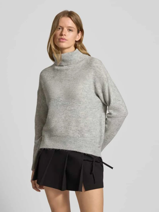 Zdjęcie produktu Golf o kroju oversized z cekinowym obszyciem model ‘ARIZONA LS SEQUINS’ Only Jasnoszary melanż
