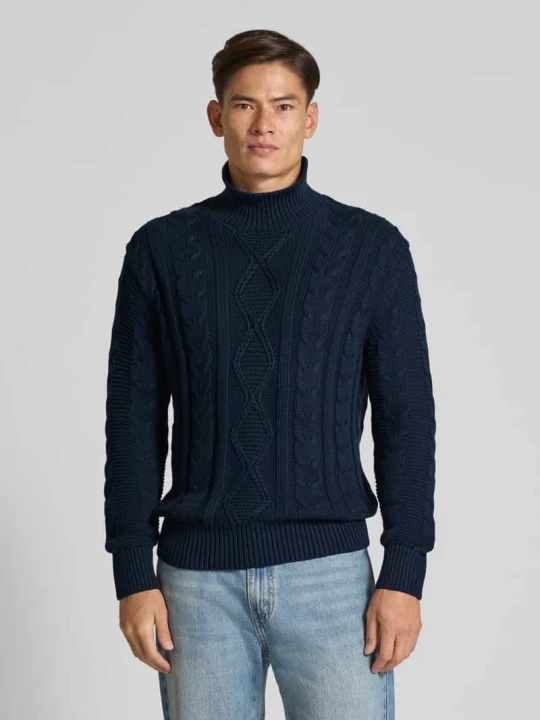 Zdjęcie produktu Golf o kroju regular fit z czystej bawełny model ‘UFFE’ Selected Homme Ciemnoniebieski