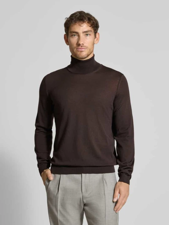Zdjęcie produktu Golf o kroju regular fit z czystej, żywej wełny model ‘MUSSO’ Boss Ciemnobrązowy