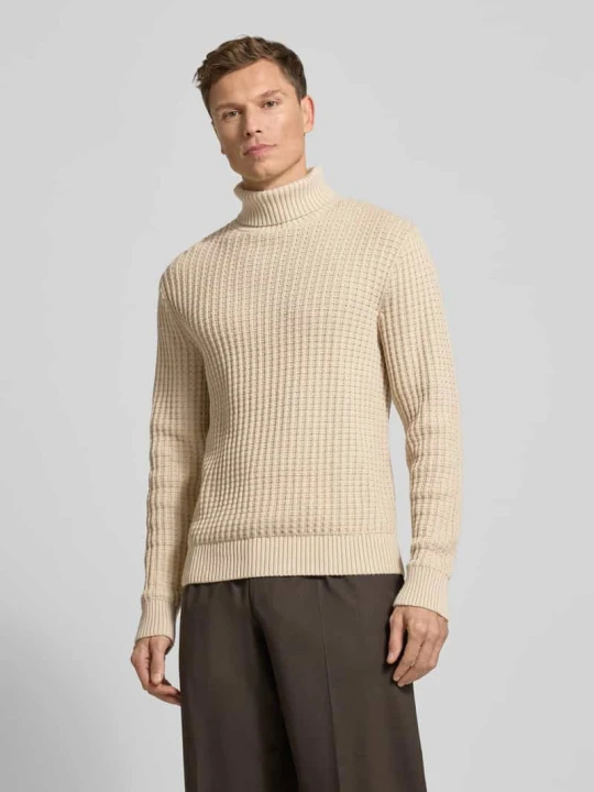 Zdjęcie produktu Golf o kroju regular fit z fakturą wafla model ‘TOM’ Selected Złamany biały