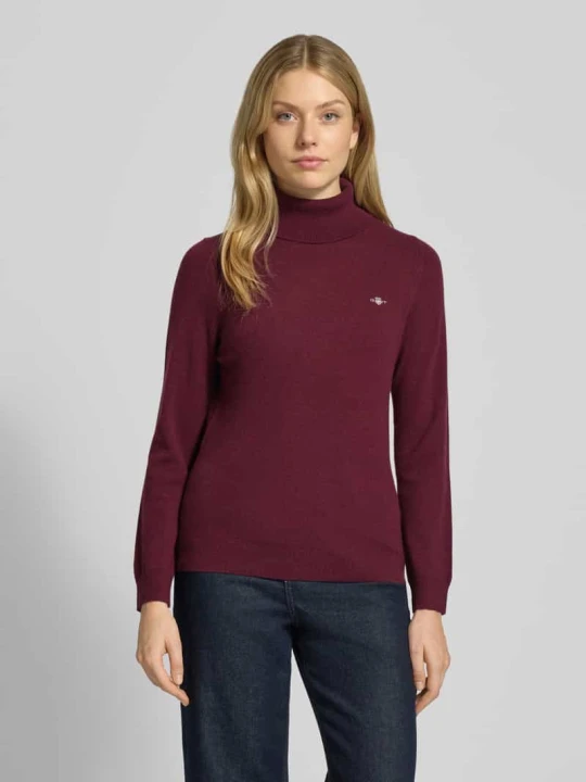 Zdjęcie produktu Golf o kroju regular fit z mieszanki wełny model ‘Extrafine’ Gant Bordowy