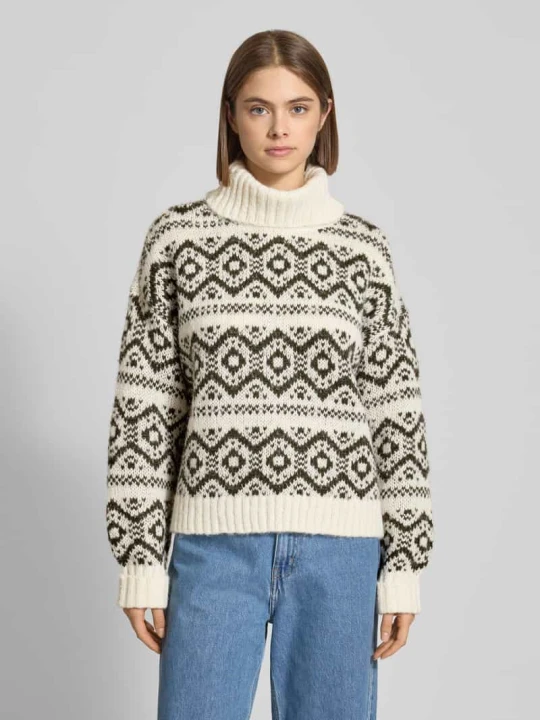 Zdjęcie produktu Golf o kroju regular fit ze wzorem na całej powierzchni model ‘CARIN’ Only Écru