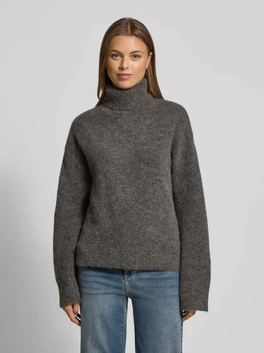 Zdjęcie produktu Golf o kroju relaxed fit z mieszanki wełny z domieszką alpaki model 'LULU' Selected Średnioszary