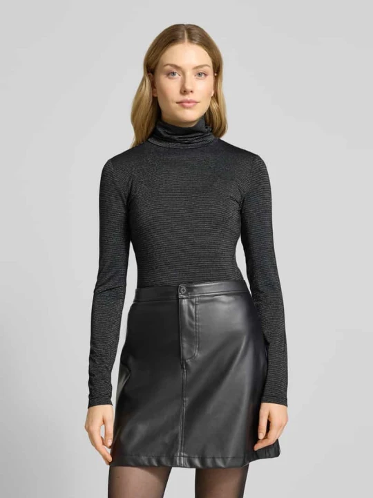 Zdjęcie produktu sweter półgolf o kroju slim fit z mieszanki wiskozy model 'LAVA GLITTER' Vero Moda Czarny