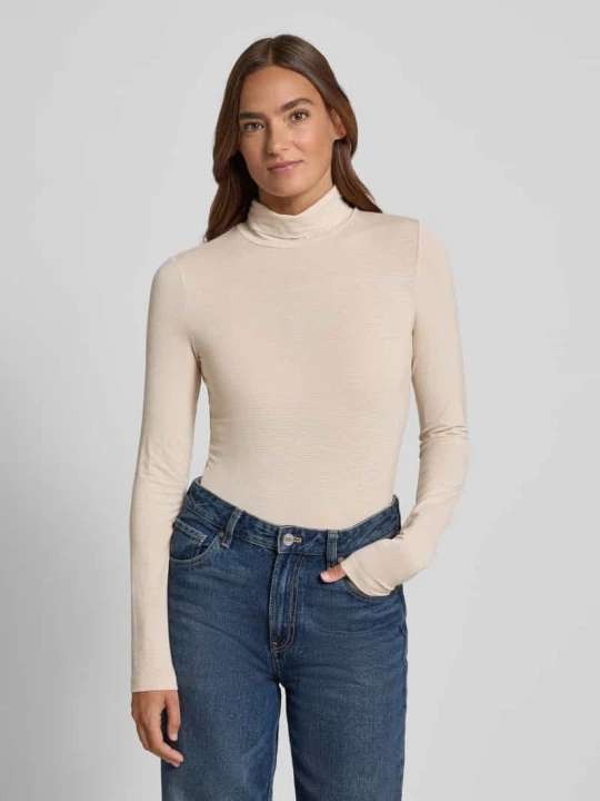 Zdjęcie produktu sweter półgolf o kroju slim fit z mieszanki wiskozy model 'LAVA GLITTER' Vero Moda Écru