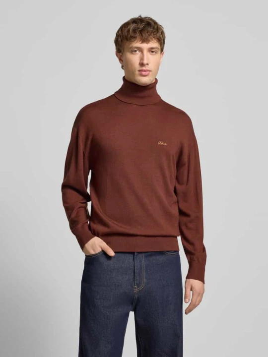 Zdjęcie produktu Sweter z golfem o kroju loose fit z mieszanki wełny BLKVIS Bordowy