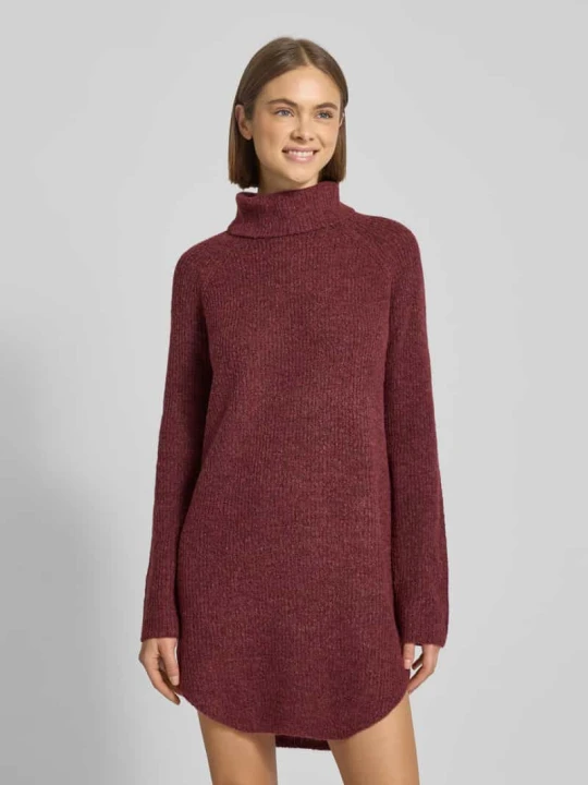 Zdjęcie produktu Sweter z golfem z dodatkiem wełny model 'ELLEN' Pieces Ciemnoczerwony melanż