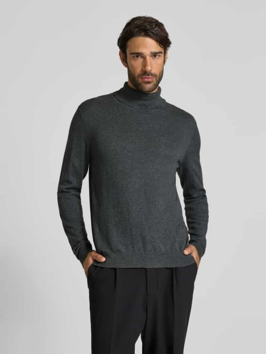 Zdjęcie produktu Sweter z wywijanym kołnierzem z domieszką kaszmiru Casual Friday Ciemnoszary