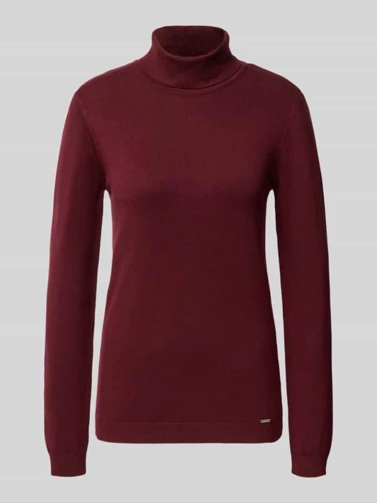 Zdjęcie produktu Sweter z golfem o kroju slim fit z mieszanki wiskozy MORE & MORE Bordowy