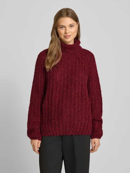 Zdjęcie produktu Sweter z golfem o kroju relaxed fit z domieszką wełny z alpaki Smith & Soul Ciemnoczerwony