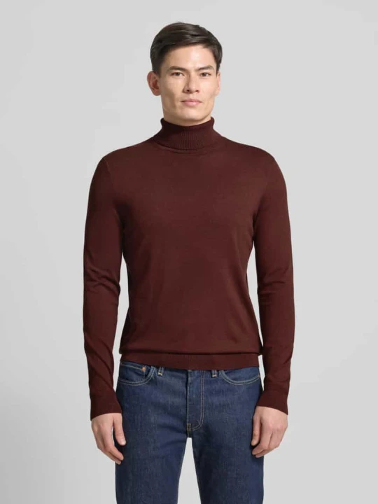 Zdjęcie produktu Sweter z golfem z mieszanki wiskozy model „Nick” CINQUE Bordowy