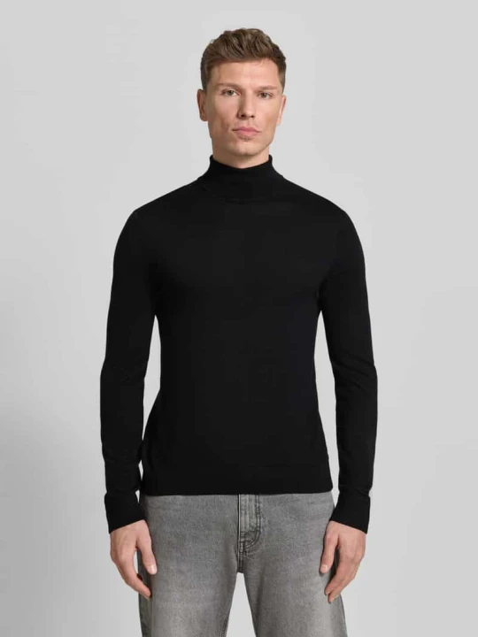 Zdjęcie produktu Golf z wełny merino model ‘TRAY’ Selected Czarny