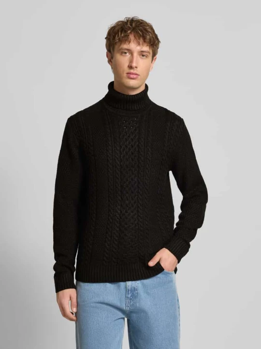 Zdjęcie produktu Golf ze ściegiem warkoczowym model ‘PAUL’ Jack&Jones Czarny