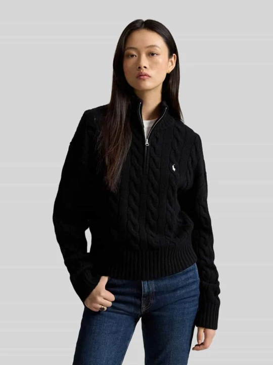 Zdjęcie produktu Golfowy sweter z kaszmiru ze ściegiem warkoczowym Polo Ralph Lauren Czarny