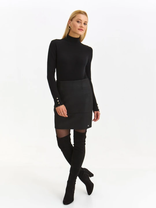 Zdjęcie produktu Golfy damskie czarny - SGO0242CA sweter golf długi rękaw - TOP SECRET - Odzieżowy sklep internetowy TOP SECRET